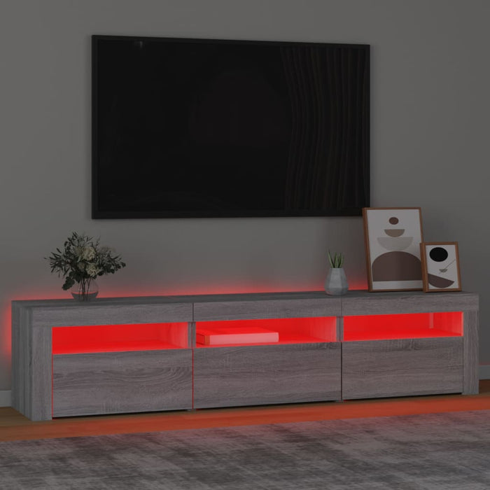 Comodă TV cu lumini LED, gri sonoma, 180x35x40 cm - WALTI WALTI