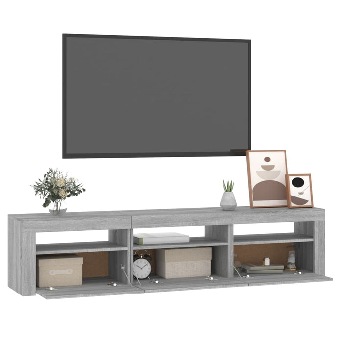 Comodă TV cu lumini LED, gri sonoma, 180x35x40 cm - WALTI WALTI