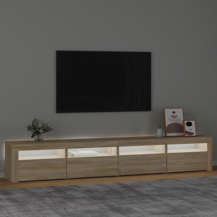 Comodă TV cu lumini LED, stejar sonoma, 240x35x40cm - WALTI WALTI