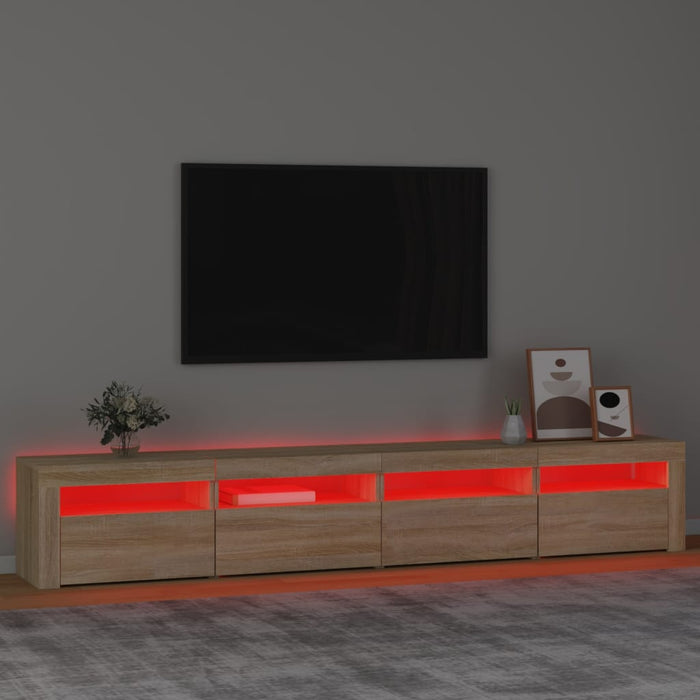 Comodă TV cu lumini LED, stejar sonoma, 240x35x40cm - WALTI WALTI