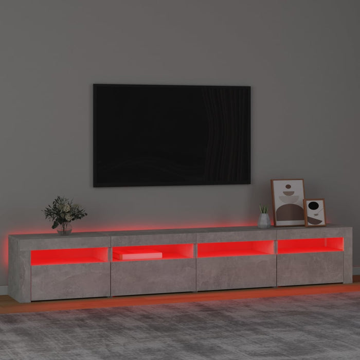 Comodă TV cu lumini LED, gri beton, 240x35x40 cm - WALTI WALTI