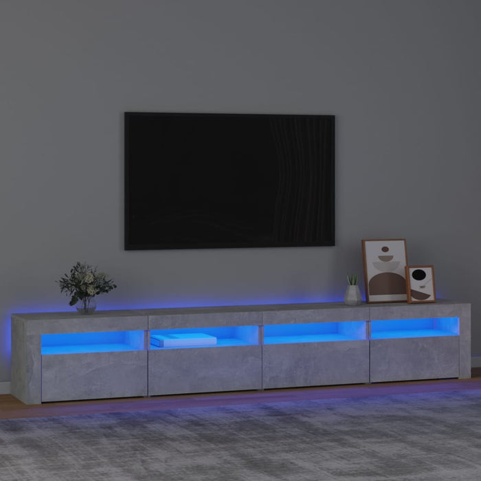Comodă TV cu lumini LED, gri beton, 240x35x40 cm - WALTI WALTI