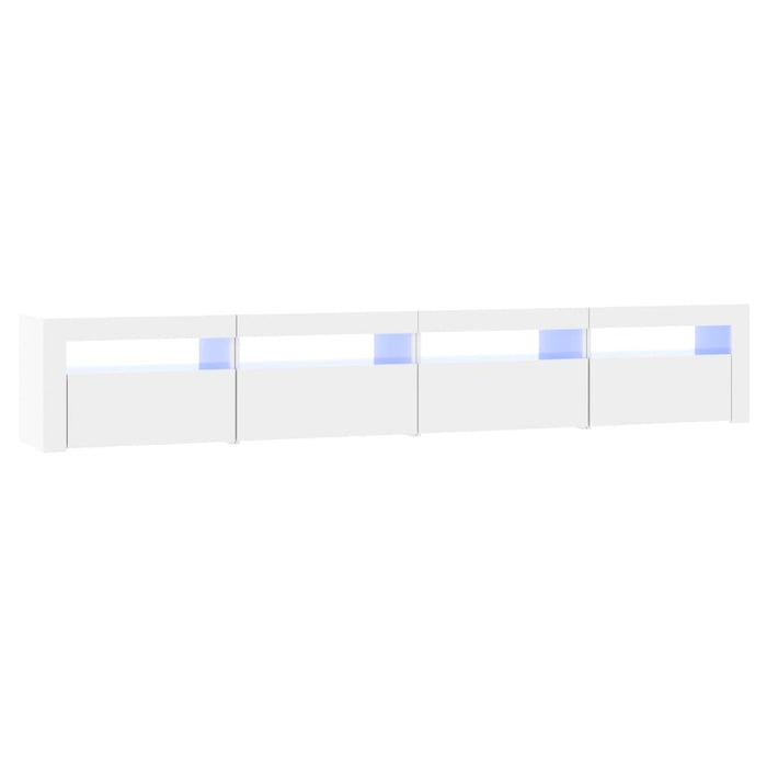 Comodă TV cu lumini LED, alb extralucios, 240x35x40cm WALTI