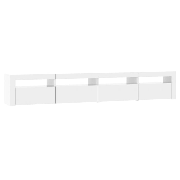 Comodă TV cu lumini LED, alb extralucios, 240x35x40cm WALTI