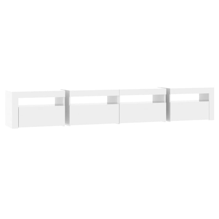 Comodă TV cu lumini LED, alb extralucios, 240x35x40cm WALTI
