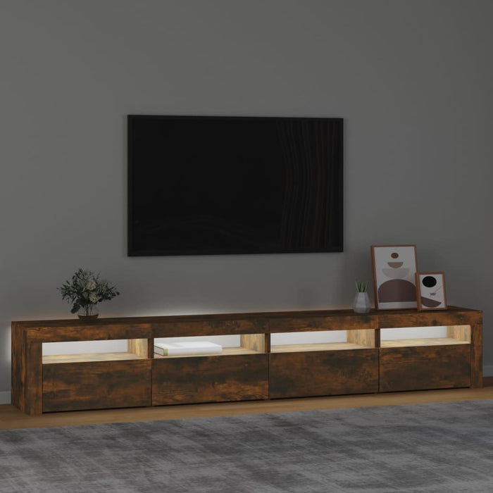 Comodă TV cu lumini LED, stejar fumuriu, 240x35x40cm - WALTI WALTI