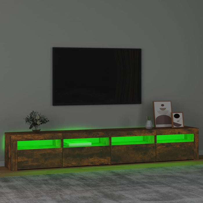 Comodă TV cu lumini LED, stejar fumuriu, 240x35x40cm - WALTI WALTI