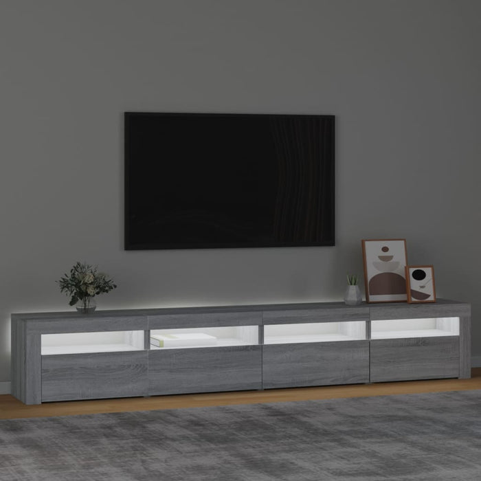 Comodă TV cu lumini LED, gri sonoma, 240x35x40cm - WALTI WALTI