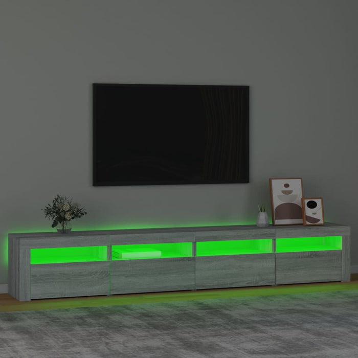 Comodă TV cu lumini LED, gri sonoma, 240x35x40cm - WALTI WALTI