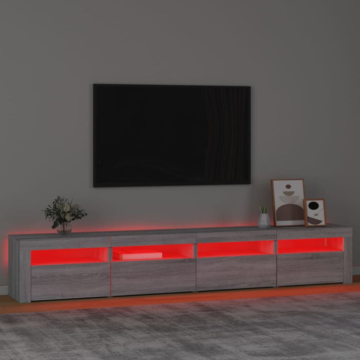 Comodă TV cu lumini LED, gri sonoma, 240x35x40cm - WALTI WALTI