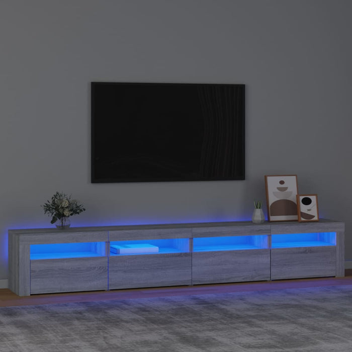 Comodă TV cu lumini LED, gri sonoma, 240x35x40cm - WALTI WALTI