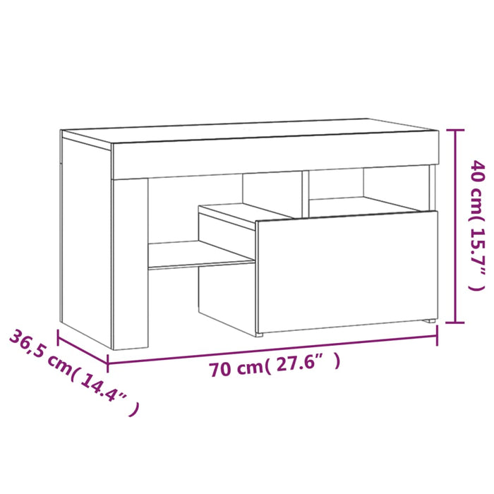 Noptiere cu lumini LED, 2 buc., negru, 70x36,5x40 cm WALTI