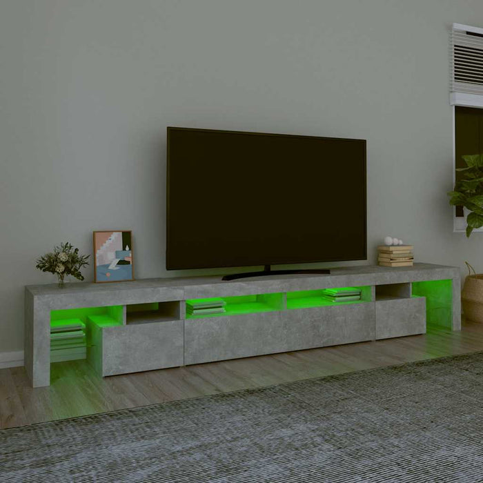 Comodă TV cu lumini LED, gri beton, 260x36,5x40cm - WALTI WALTI