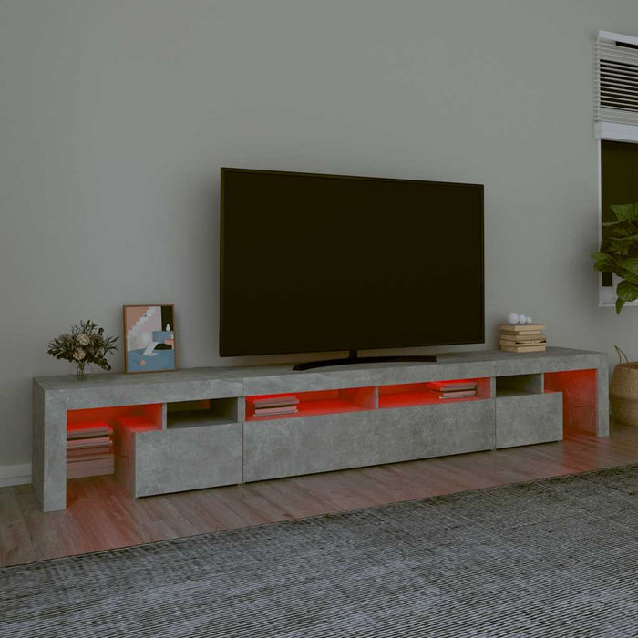 Comodă TV cu lumini LED, gri beton, 260x36,5x40cm - WALTI WALTI