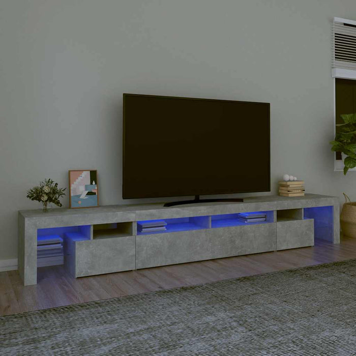 Comodă TV cu lumini LED, gri beton, 260x36,5x40cm - WALTI WALTI