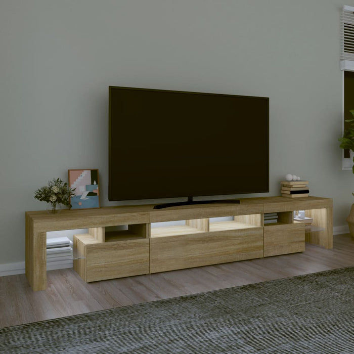 Comodă TV cu lumini LED, stejar sonoma, 230x36,5x40 cm - WALTI WALTI