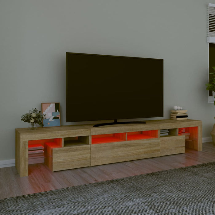 Comodă TV cu lumini LED, stejar sonoma, 230x36,5x40 cm - WALTI WALTI