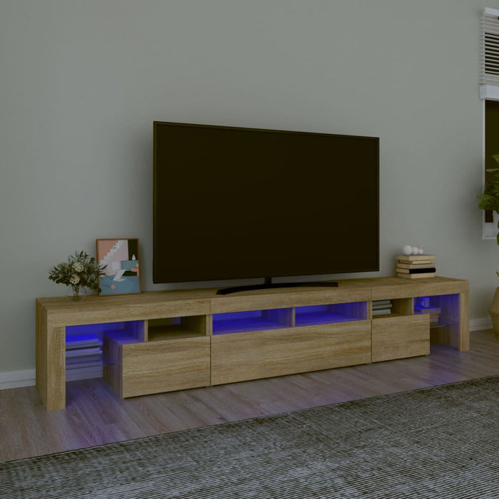Comodă TV cu lumini LED, stejar sonoma, 230x36,5x40 cm - WALTI WALTI