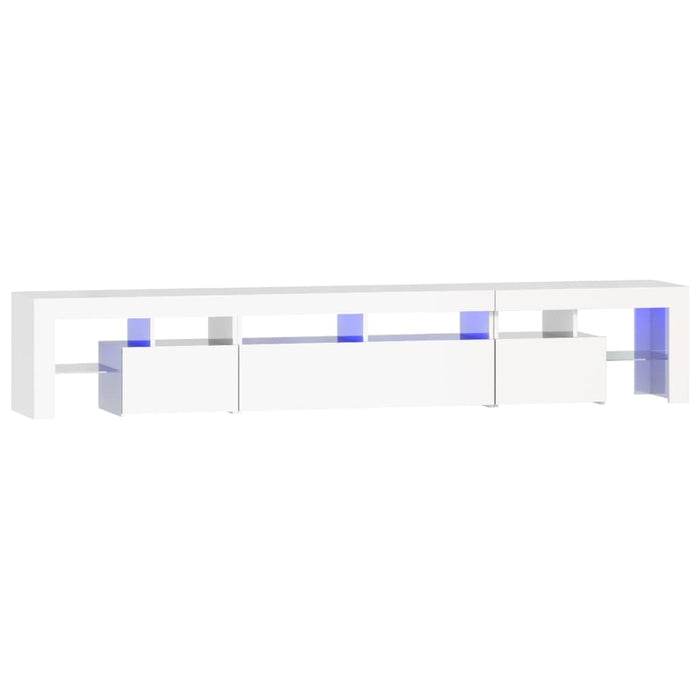 Comodă TV cu lumini LED, alb extralucios, 230x36,5x40cm WALTI