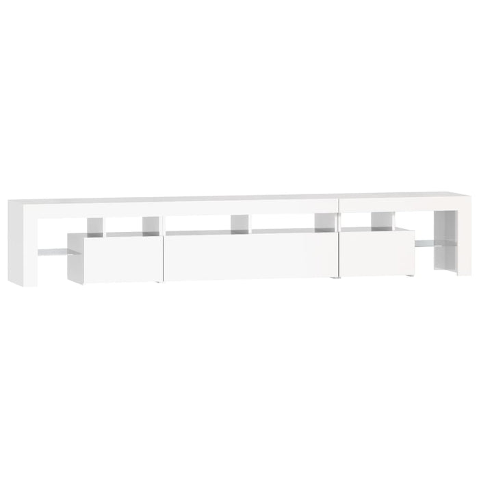 Comodă TV cu lumini LED, alb extralucios, 230x36,5x40cm WALTI