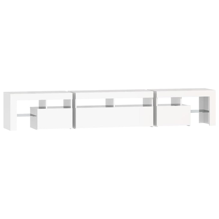 Comodă TV cu lumini LED, alb extralucios, 230x36,5x40cm WALTI