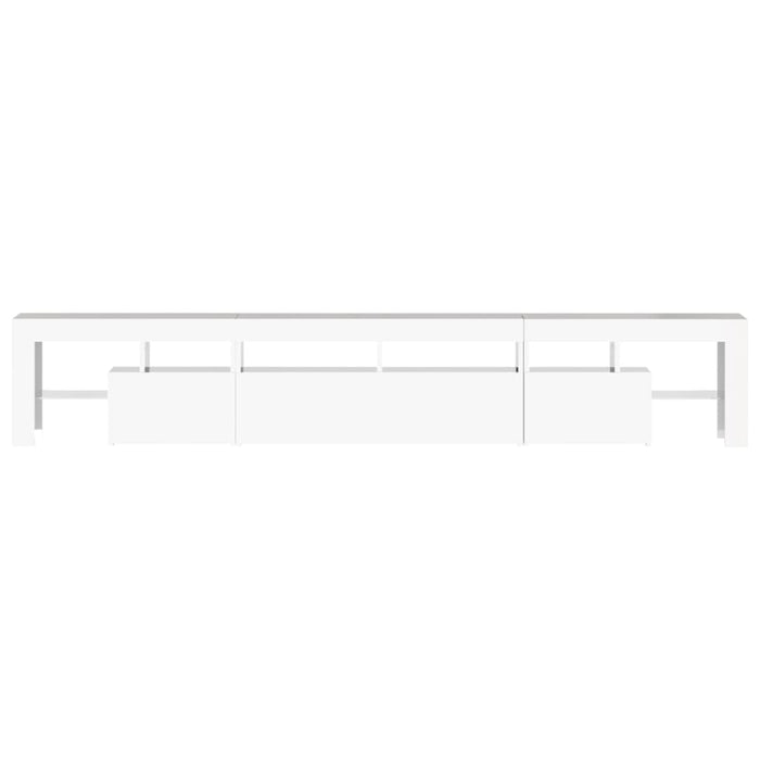 Comodă TV cu lumini LED, alb extralucios, 230x36,5x40cm WALTI