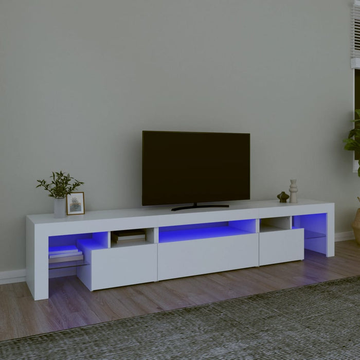 Comode TV cu lumini LED, alb，215x36,5x40 - WALTI WALTI