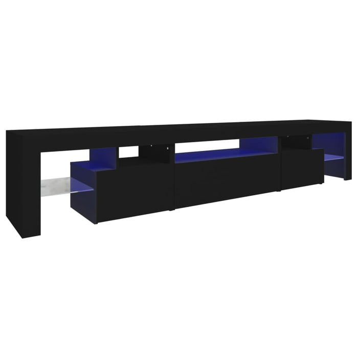 Comodă TV cu lumini LED, negru, 215x36,5x40 cm WALTI