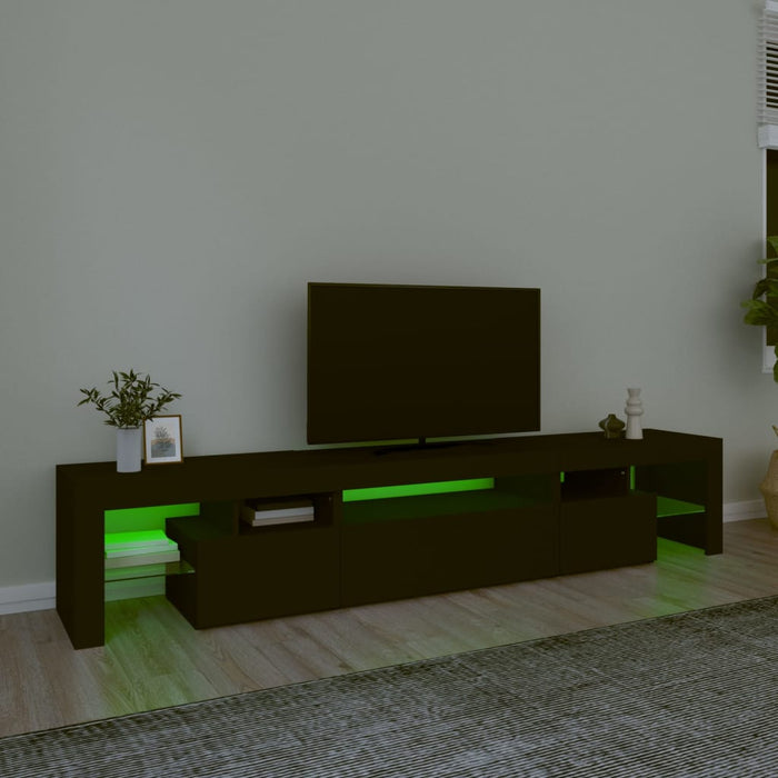Comodă TV cu lumini LED, negru, 215x36,5x40 cm WALTI