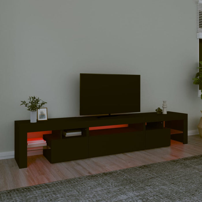 Comodă TV cu lumini LED, negru, 215x36,5x40 cm WALTI