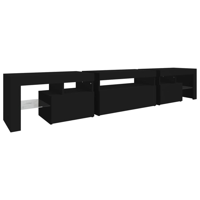 Comodă TV cu lumini LED, negru, 215x36,5x40 cm WALTI