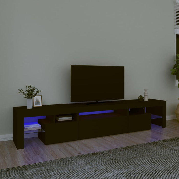 Comodă TV cu lumini LED, negru, 215x36,5x40 cm WALTI