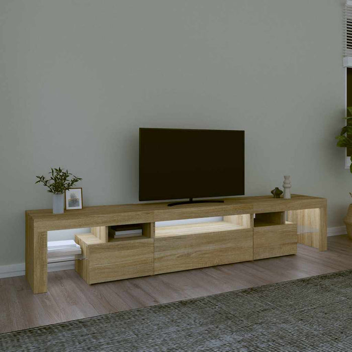 Comodă TV cu lumini LED, stejar sonoma, 215x36,5x40cm - WALTI WALTI