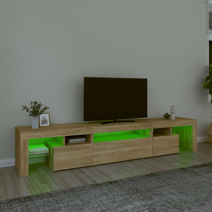 Comodă TV cu lumini LED, stejar sonoma, 215x36,5x40cm - WALTI WALTI