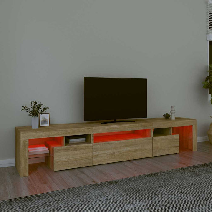 Comodă TV cu lumini LED, stejar sonoma, 215x36,5x40cm - WALTI WALTI