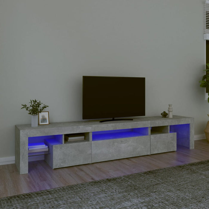 Comodă TV cu lumini LED, gri beton, 215x36,5x40cm - WALTI WALTI