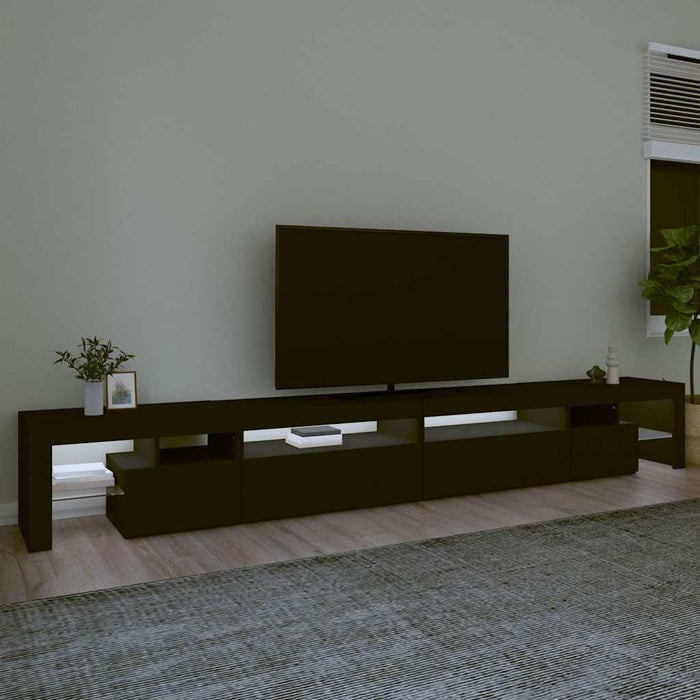 Comodă TV cu lumini LED, negru, 290x36,5x40 cm WALTI