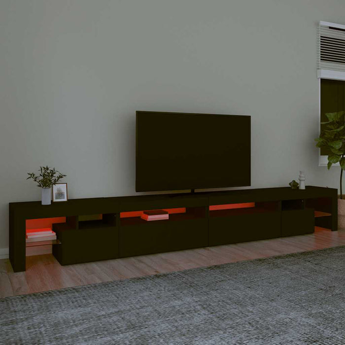Comodă TV cu lumini LED, negru, 290x36,5x40 cm WALTI