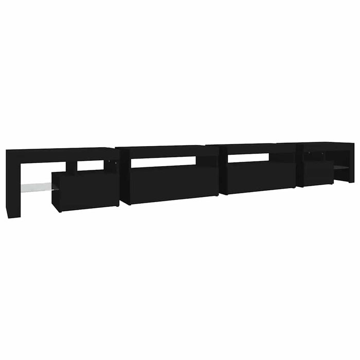 Comodă TV cu lumini LED, negru, 290x36,5x40 cm WALTI