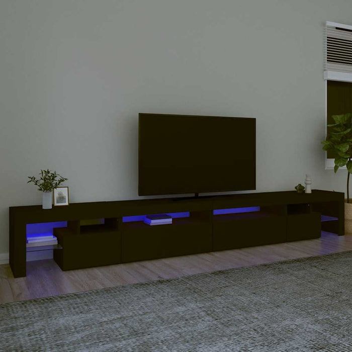 Comodă TV cu lumini LED, negru, 290x36,5x40 cm WALTI