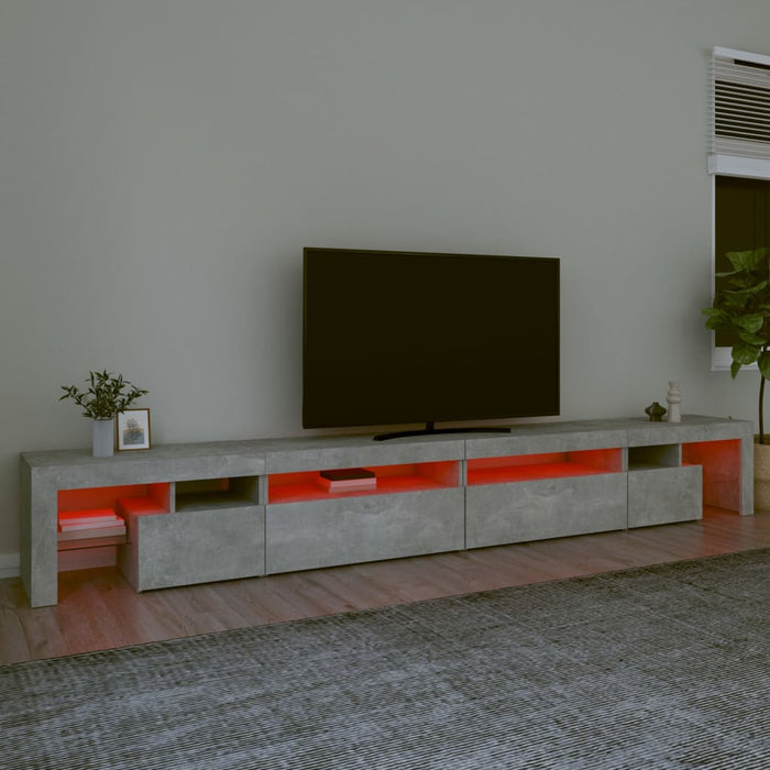 Comodă TV cu lumini LED, gri beton, 290x36,5x40 cm - WALTI WALTI