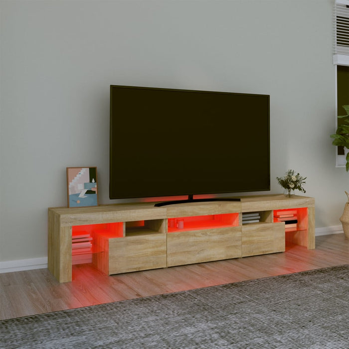 Comodă TV cu lumini LED, stejar sonoma, 200x36,5x40 cm - WALTI WALTI