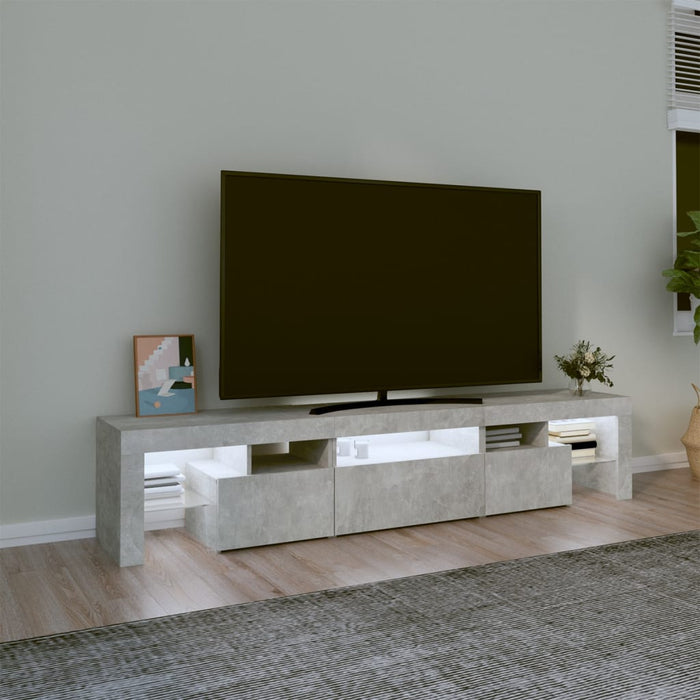 Comodă TV cu lumini LED, gri beton, 200x36,5x40 cm - WALTI WALTI