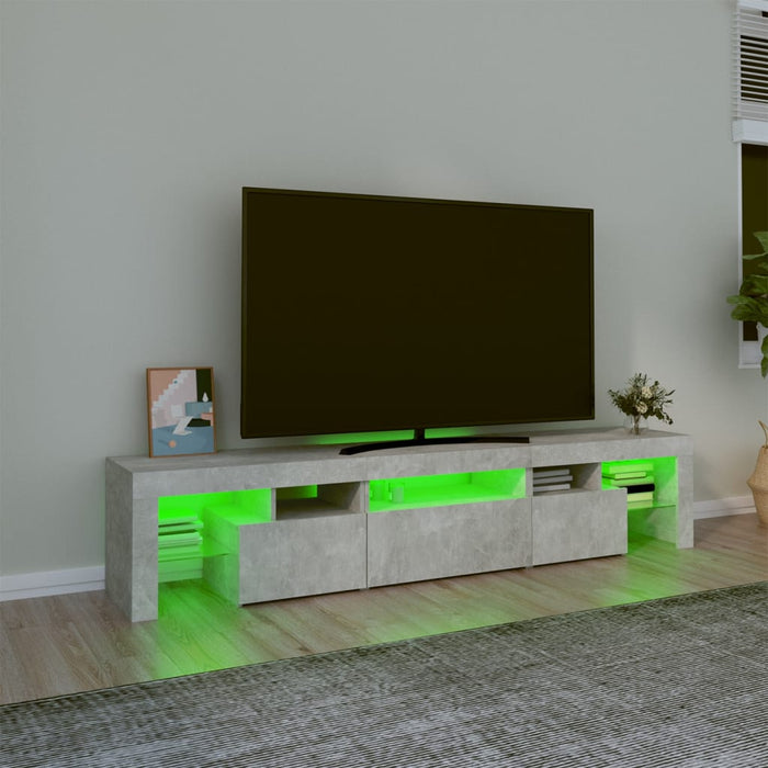 Comodă TV cu lumini LED, gri beton, 200x36,5x40 cm - WALTI WALTI