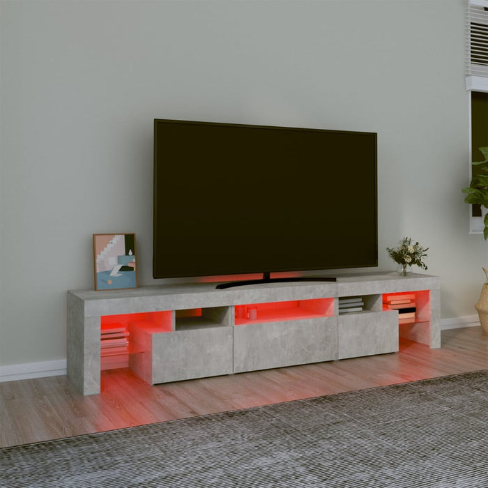 Comodă TV cu lumini LED, gri beton, 200x36,5x40 cm - WALTI WALTI