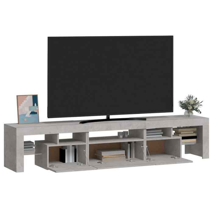 Comodă TV cu lumini LED, gri beton, 200x36,5x40 cm - WALTI WALTI
