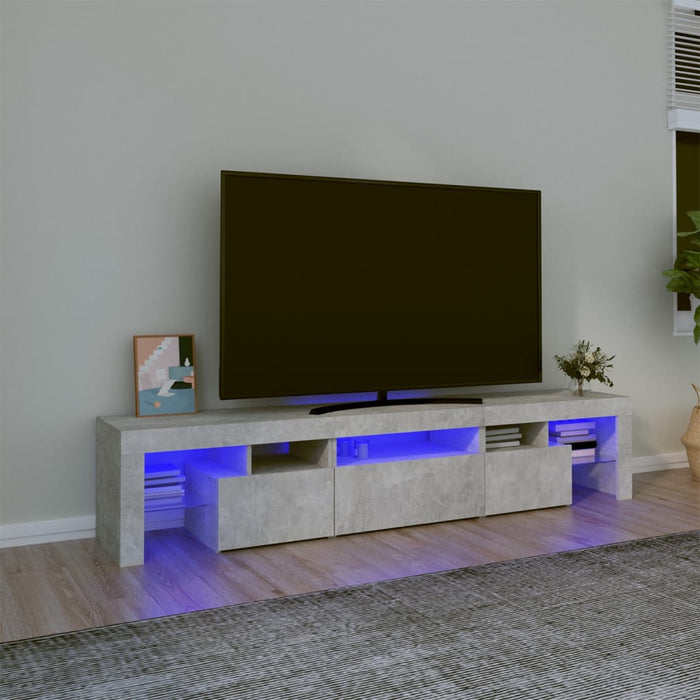 Comodă TV cu lumini LED, gri beton, 200x36,5x40 cm - WALTI WALTI