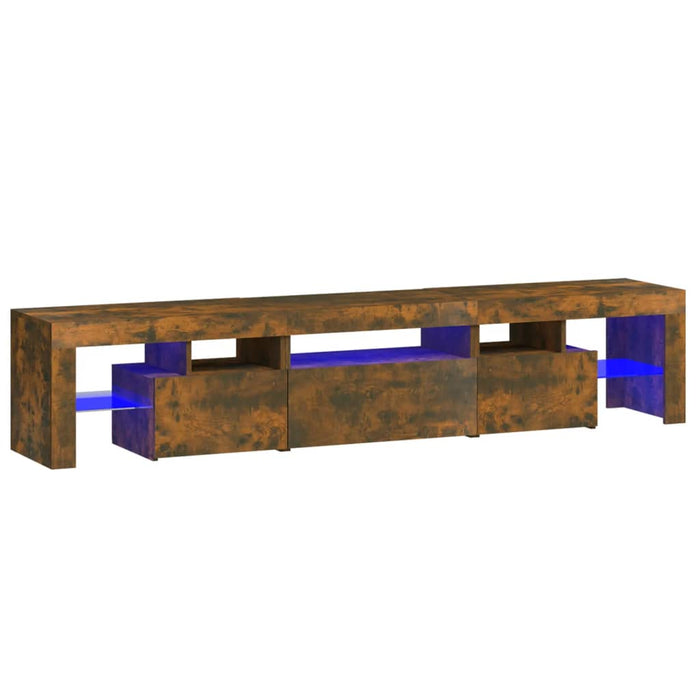 Comodă TV cu lumini LED, stejar fumuriu,200x36,5x40cm WALTI