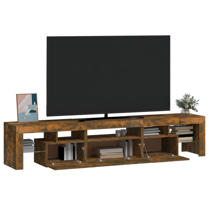 Comodă TV cu lumini LED, stejar fumuriu,200x36,5x40cm WALTI