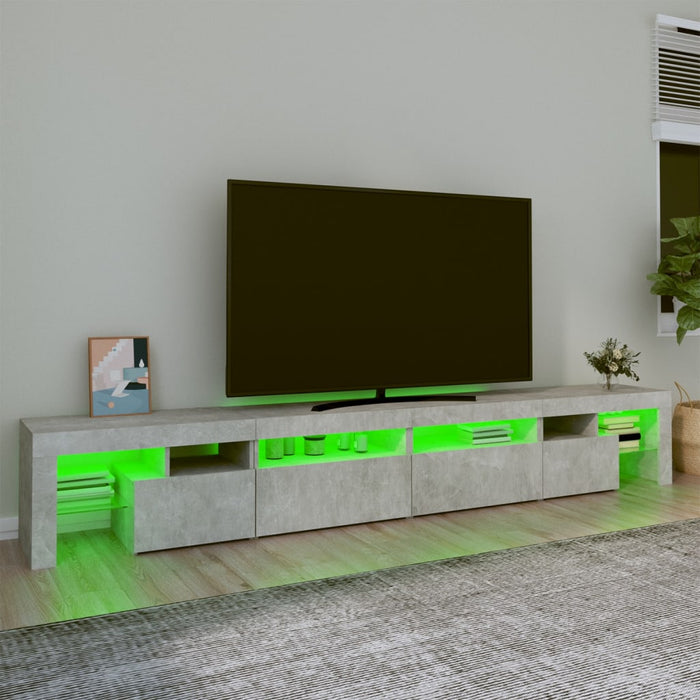 Comodă TV cu lumini LED, gri beton, 260x36,5x40cm - WALTI WALTI